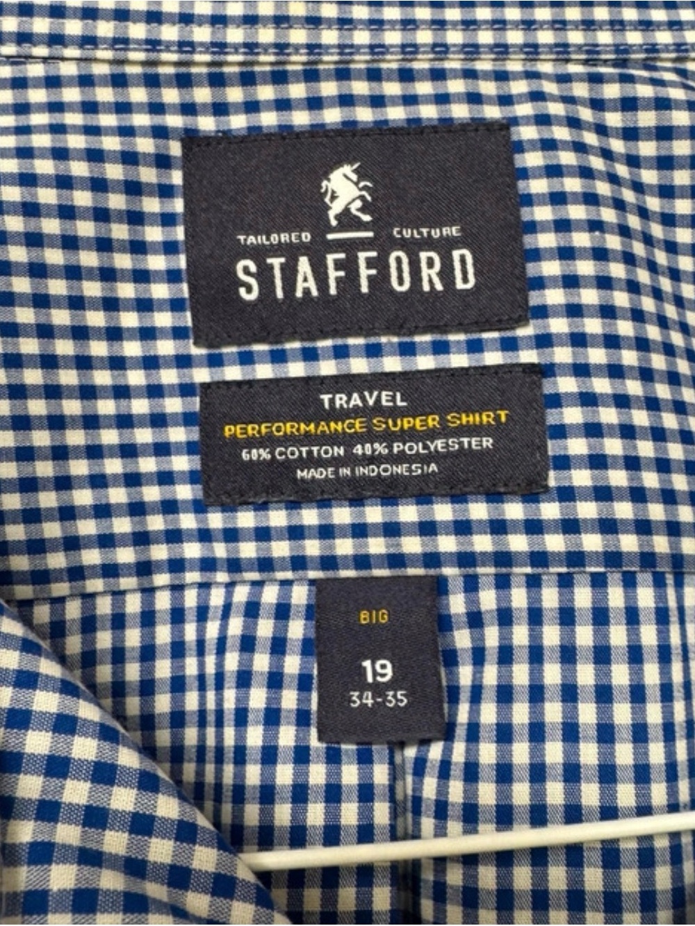 Stafford Tailored Culture Travel Shirt Easy Care, Button-Up, Sizes Big 19 34/35 - Picture 2 of 8